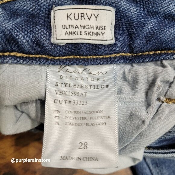 Kancan Jeans Size 28 Kurvy Ultra High Rise Ankle Skinny Raw Hem Medium Wash - Picture 4 of 12